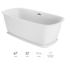 Delicato 67" Free Standing Acrylic Soaking Tub with Center Drain, Pop-Up Drain Assembly and Overflow