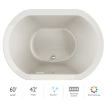 Duetta 60" Pure Air Bathtub for Drop In / Undermount Installations with Center Drain and Chromatherapy Lighting Technology - Luxury Controls