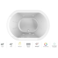 Duetta 60" Drop-In Whirlpool Bathtub with Center Drain, Whisper+ and Chromatherapy