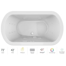 Duetta 72" Drop-In Whirlpool Bathtub with Center Drain, Whisper+ and Chromatherapy