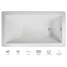 Elara 60" Acrylic Soaking Bathtub for Drop In Installations with Reversible Drain and Chromatherapy Lighting