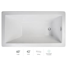 Elara 60" Acrylic Soaking Bathtub for Drop In Installations with Reversible Drain