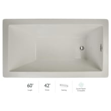 Elara 60" Acrylic Soaking Bathtub for Drop In Installations with Reversible Drain