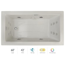 Elara 60" Acrylic Air / Whirlpool Bathtub for Drop-In Installations with Left Drain, Chromatherapy Lighting, Heater, and LCD Controls