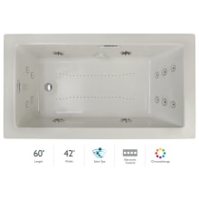 Elara 60" Acrylic Air / Whirlpool Bathtub for Drop-In Installations with Right Drain, Chromatherapy Lighting, Heater, and Luxury Controls