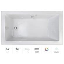 Elara 66" Drop-In Soaking Bathtub with Left Drain, Heated Soak, and Chromatherapy Technology