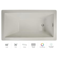 Elara 66" Acrylic Soaking Bathtub for Drop In Installations with Reversible Drain and Chromatherapy Lighting