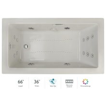 Elara 66" Acrylic Air / Whirlpool Bathtub for Drop-In Installations with Right Drain, Chromatherapy Lighting, Heater, and Luxury Controls
