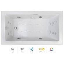 Elara 66" Acrylic Air / Whirlpool Bathtub for Drop-In Installations with Right Drain, Chromatherapy Lighting, Heater, and LCD Controls