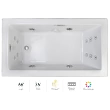 Elara 66" Acrylic Whirlpool Bathtub for Drop-In Installations with Left Drain, Chromatherapy Lighting, Heater, and Luxury Controls