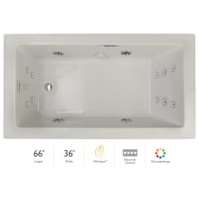 Elara 66" Acrylic Whirlpool Bathtub for Drop-In Installations with Left Drain, Chromatherapy Lighting, Heater, and Luxury Controls
