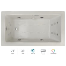 Elara 72" x 36" Acrylic Air / Whirlpool Bathtub for Drop-In Installations with Left Drain, Chromatherapy Lighting, Heater, and Luxury Controls