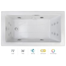 Elara 72" x 36" Acrylic Air / Whirlpool Bathtub for Drop-In Installations with Left Drain, Chromatherapy Lighting, Heater, and LCD Controls