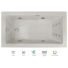 Elara 72" x 36" Acrylic Air / Whirlpool Bathtub for Drop-In Installations with Right Drain, Chromatherapy Lighting, Heater, and Luxury Controls