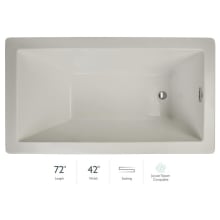 Elara 72" x 42" Acrylic Soaking Bathtub for Drop In Installations with Reversible Drain