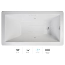 Elara Low Profile 60" x 36" Acrylic Air Bathtub for Drop-In Installations with Left Drain and Basic Controls