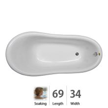 Era 69" Soaking Freestanding Clawfoot Bathtub with Center Drain - Less Claw Feet
