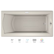 72" x 36" Fuzion Drop In Luxury Pure Air®; Bathtub with Luxury Controls, Chromatherapy, Right Drain and Left Blower - Integrated Drain Assembly Included