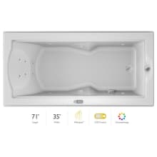 72" x 36" Fuzion Drop In Luxury Whirlpool Bathtub with 14 Jets, LCD Controls, Chromatherapy, Heater, Right Drain and Left Pump - Integrated Drain Assembly Included