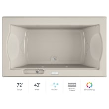 72" x 42" Fuzion Drop In Luxury Pure Air®; Bathtub with Luxury Controls, Chromatherapy, Center Drain and Right Blower - Integrated Drain Assembly Included