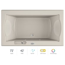 72" x 42" Fuzion Drop In Luxury Pure Air®; Bathtub with LCD Controls, Chromatherapy, Center Drain and Right Blower - Integrated Drain Assembly Included