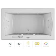 72" x 42" Fuzion Drop In Luxury Whirlpool Bathtub with 14 Jets, LCD Controls, Chromatherapy, Heater, Center Drain and Right Pump - Integrated Drain Assembly Included