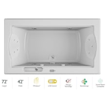 72" x 42" Fuzion Drop In Luxury Whirlpool Bathtub with 14 Jets, LCD Controls, Illumatherapy, Heater, Center Drain and Right Pump - Integrated Drain Assembly Included