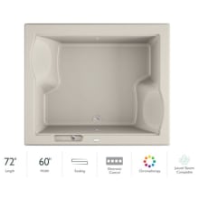 72" x 60" Fuzion Drop In Soaking Bathtub with Basic Controls, Chromatherapy and Center Drain - Integrated Drain Assembly Included