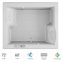 72" x 60" Fuzion Drop In Luxury Salon Spa Bathtub with 15 Jets, Luxury Controls, Illumatherapy, Heater, Center Drain and Right Pump - Integrated Drain Assembly Included