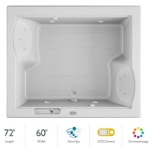 72" x 60" Fuzion Drop In Luxury Salon Spa Bathtub with 15 Jets, LCD Controls, Chromatherapy, Heater, Center Drain and Right Pump - Integrated Drain Assembly Included