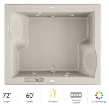 72" x 60" Fuzion Drop In Luxury Whirlpool Bathtub with 23 Jets, Luxury Controls, Chromatherapy, Heater, Center Drain and Dual Pump - Integrated Drain Assembly Included
