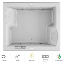 72" x 60" Fuzion Drop In Luxury Whirlpool Bathtub with 23 Jets, Luxury Controls, Illumatherapy, Heater, Center Drain and Dual Pump - Integrated Drain Assembly Included