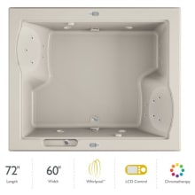 72" x 60" Fuzion Drop In Luxury Whirlpool Bathtub with 23 Jets, LCD Controls, Chromatherapy, Heater, Center Drain and Dual Pump - Integrated Drain Assembly Included