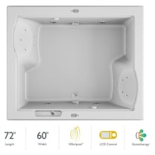 72" x 60" Fuzion Drop In Luxury Whirlpool Bathtub with 23 Jets, LCD Controls, Illumatherapy, Heater, Center Drain and Dual Pump - Integrated Drain Assembly Included