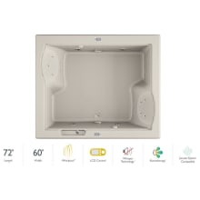 72" x 60" Fuzion Drop In Luxury Whirlpool Bathtub with 23 Jets, LCD Controls, Illumatherapy, Heater, Center Drain and Dual Pump - Integrated Drain Assembly Included