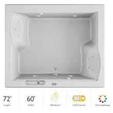72" x 60" Fuzion Drop In Luxury Whirlpool Bathtub with 15 Jets, LCD Controls, Chromatherapy, Heater, Center Drain and Left Pump - Integrated Drain Assembly Included