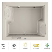 72" x 60" Fuzion Drop In Luxury Whirlpool Bathtub with 15 Jets, LCD Controls, Illumatherapy, Heater, Center Drain and Left Pump - Integrated Drain Assembly Included