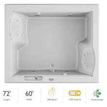 72" x 60" Fuzion Drop In Luxury Whirlpool Bathtub with 15 Jets, LCD Controls, Illumatherapy, Heater, Center Drain and Right Pump - Integrated Drain Assembly Included