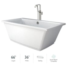 Fia 66" Free Standing Soaking Bathtub with NW55826 Tub Filler Faucet and Center Drain