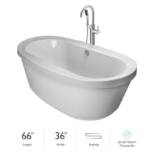 Inizio Round 66" Freestanding Tub with Included Floor Mounted Tub Filler Faucet in Polished Chrome