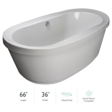 Inizio 66" Soaking Bathtub for Freestanding Installations with Center Drain Placement and Heated Soak