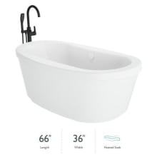 Inizio 66" Free Standing Acrylic Soaking Tub with Center Drain and Overflow - Includes Floor Mounted Tub Filler with Hand Shower