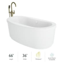 Inizio 66" Free Standing Acrylic Whirlpool Tub with Center Drain and Overflow - Includes Floor Mounted Tub Filler with Hand Shower