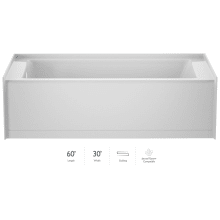 Signature 60" Three Wall Alcove Acrylic Soaking Tub with Left Drain and Overflow