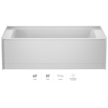 Signature 60" Three Wall Alcove Acrylic Soaking Tub with Left Drain and Overflow