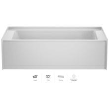Signature 60" Three Wall Alcove Acrylic Soaking Tub with Right Drain and Overflow