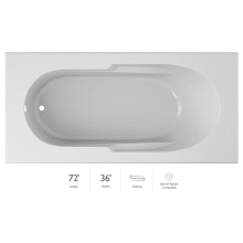 Signature 72" Soaking Drop In Bathtub with Reversible Drain and Slip Resistant Base