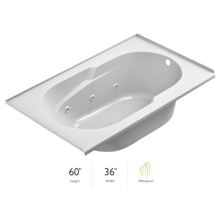 Signature 60" Drop In Whirlpool Bathtub with 6 Jets, Air Controls, Tiling Flange, RapidHeat Water Heater, and Right Drain and Left Pump