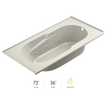 Signature 72" Drop In Whirlpool Bathtub with 6 Jets, Air Controls, Tiling Flange, RapidHeat Water Heater, and Right Drain and Left Pump