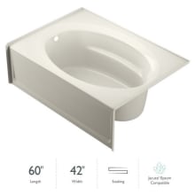 60" x 42" Signature Three Wall Alcove Soaking Bathtub with Left Drain, Tiling Flange, and Skirt